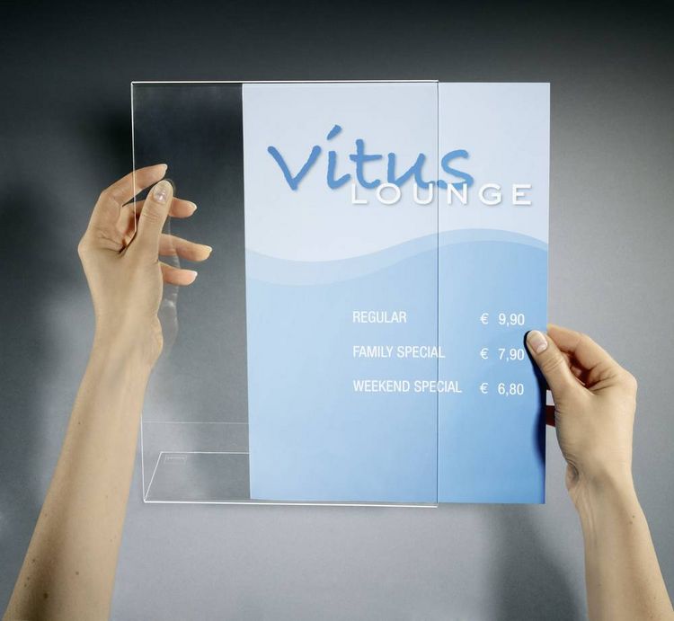 Produktbild: Sigel TA213 Tischaufsteller L-Form Verwendung f&uuml;r Papierformat: DIN A3 Glasklar 1 St.