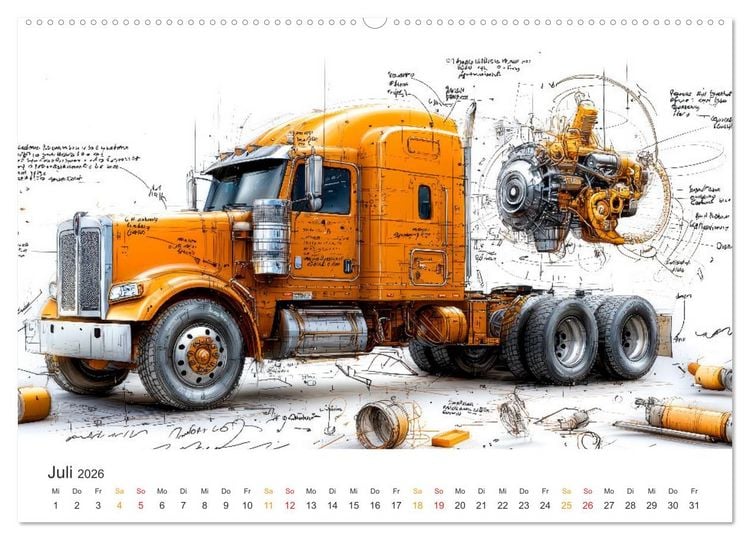 Produktbild: Trucks - Design Studien (hochwertiger Premium Wandkalender 2026 DIN A2 quer), Kunstdruck in Hochglanz