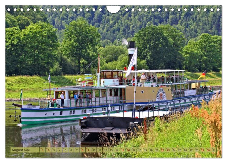 Produktbild: Seitenraddampfer &ndash; In Sachsen von K&ouml;nigstein bis Bad Schandau (Wandkalender 2026 DIN A4 quer), CALVENDO Monatskalender
