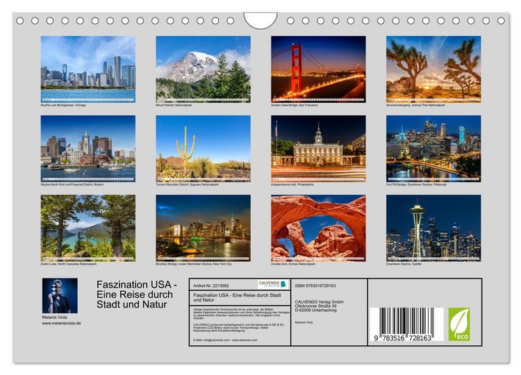 Produktbild: Faszination USA - Eine Reise durch Stadt und Natur (Wandkalender 2026 DIN A4 quer), CALVENDO Monatskalender