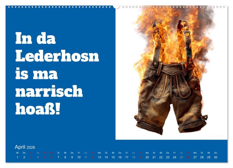 Produktbild: Bayerisch flirten, Gspusi! Bayern Kalender mit Dialekt und Mundart (Wandkalender 2026 DIN A2 quer), CALVENDO Monatskalender