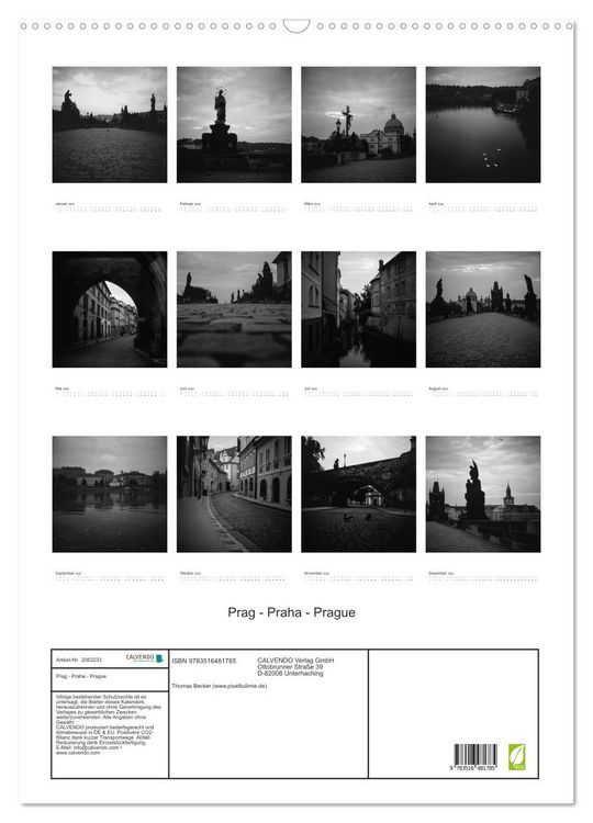 Produktbild: Prag - Praha - Prague (Wandkalender 2026 DIN A2 hoch), CALVENDO Monatskalender