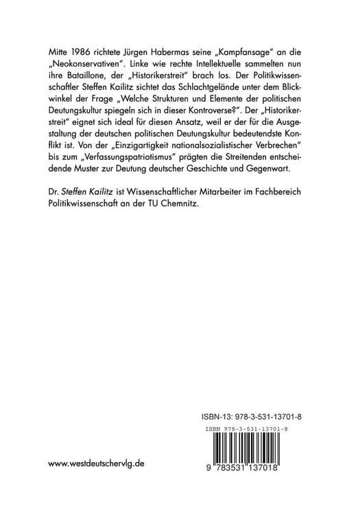 Produktbild: Die politische Deutungskultur im Spiegel des &bdquo;Historikerstreits&ldquo;