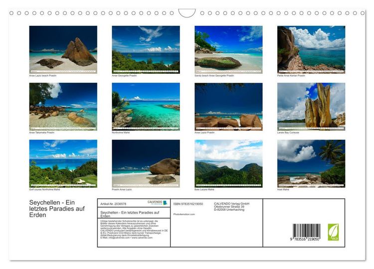 Produktbild: Seychellen - Ein letztes Paradies auf Erden (Wandkalender 2026 DIN A3 quer), CALVENDO Monatskalender