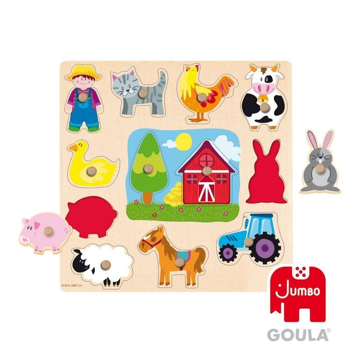 Produktbild: Goula Holzpuzzle Silhouetten Bauernhof, 12-teilig