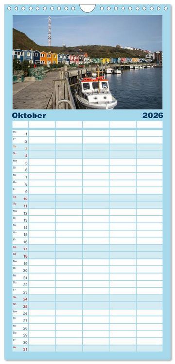 Produktbild: Familienplaner 2026 - Helgoland - idyllische Nordseeinsel mit 5 Spalten (Wandkalender, 21 x 45 cm) CALVENDO