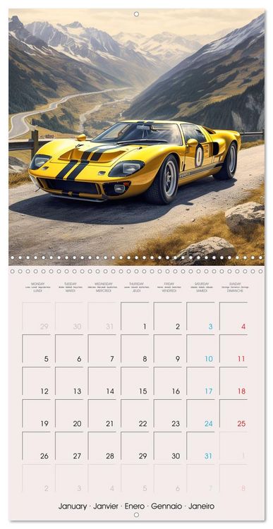 Produktbild: Voitures de course anciennes (Calendrier mural carr&eacute; 2026 30x30 cm) Calendrier double avec une page pour vos prises de notes