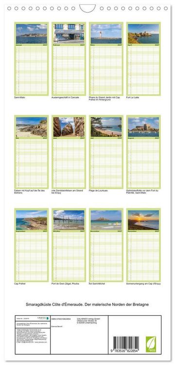 Produktbild: Familienplaner 2027 - Smaragdk&uuml;ste C&ocirc;te d'&Eacute;meraude. Der malerische Norden der Bretagne mit 5 Spalten (Wandkalender, 21 x 45 cm) CALVENDO