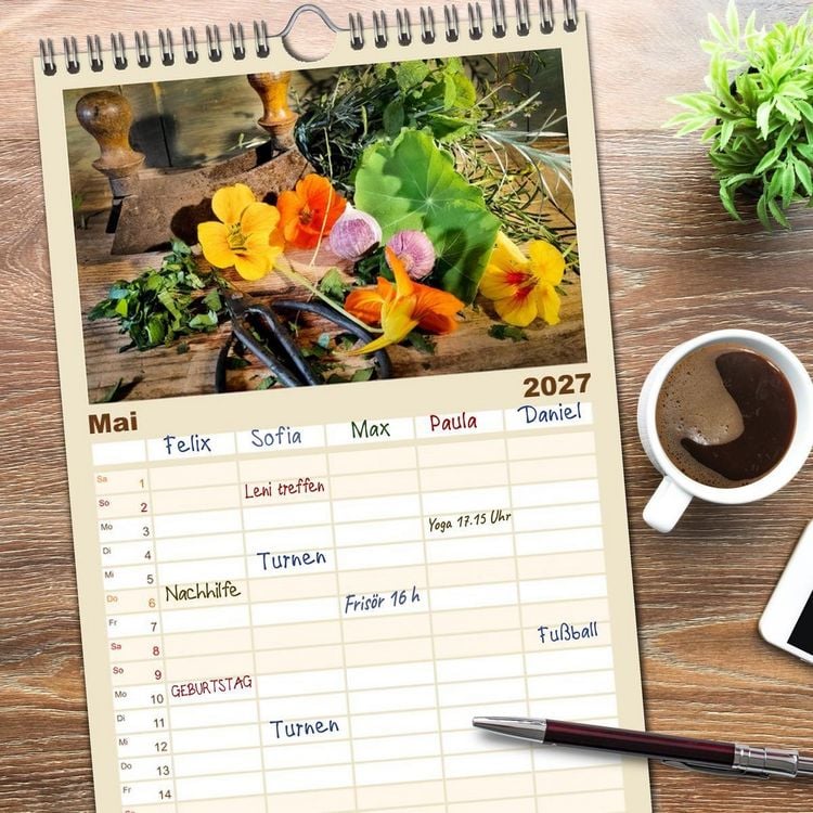 Produktbild: Familienplaner 2027 - K&uuml;chengeplauder - Nostalgische Momente mit 5 Spalten (Wandkalender, 21 x 45 cm) CALVENDO