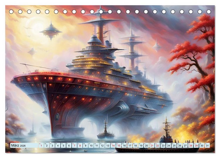 Produktbild: Futuristische Giganten Eine Welt von Morgen (Tischkalender 2026 DIN A5 quer), CALVENDO Monatskalender