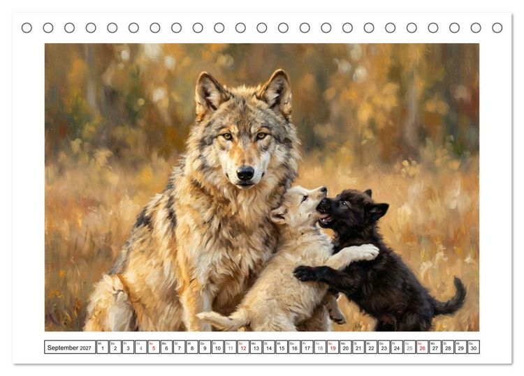 Produktbild: W&ouml;lfe - Die Alpha-Familie (Tischkalender 2027 DIN A5 quer), CALVENDO Monatskalender