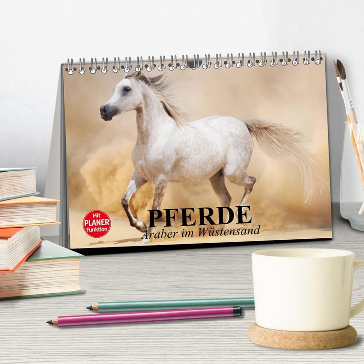 Produktbild: Pferde. Araber im W&uuml;stensand (Tischkalender 2026 DIN A5 quer), CALVENDO Monatskalender