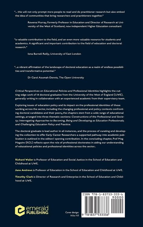 Produktbild: Critical Perspectives on Educational Policies and Professional Identities