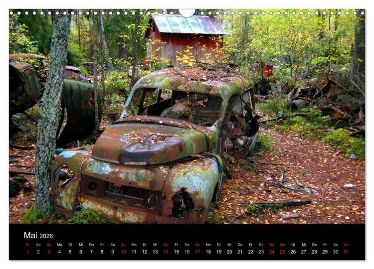 Produktbild: Schrottautos im Kyrk&ouml; Mosse (Wandkalender 2026 DIN A3 quer), CALVENDO Monatskalender