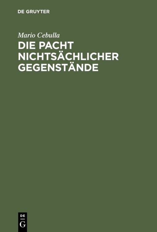 Produktbild: Die Pacht nichts&auml;chlicher Gegenst&auml;nde