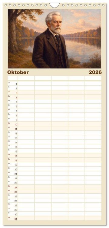 Produktbild: Familienplaner 2026 - Theodor Fontane mit 5 Spalten (Wandkalender, 21 x 45 cm) CALVENDO