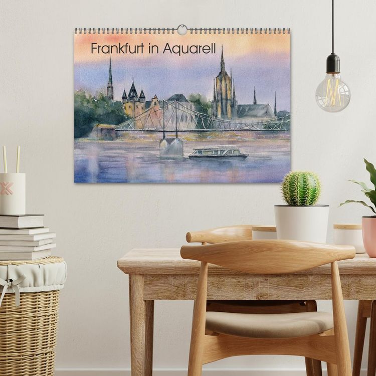 Produktbild: Frankfurt in Aquarell (Wandkalender 2026 DIN A3 quer), CALVENDO Monatskalender