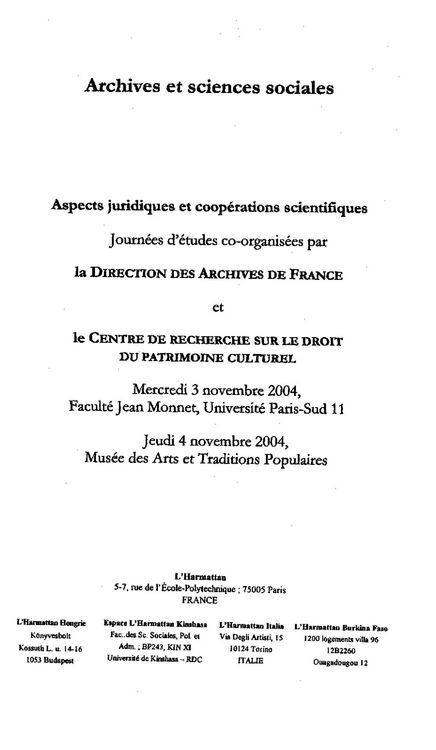 Produktbild: Archives et sciences sociales