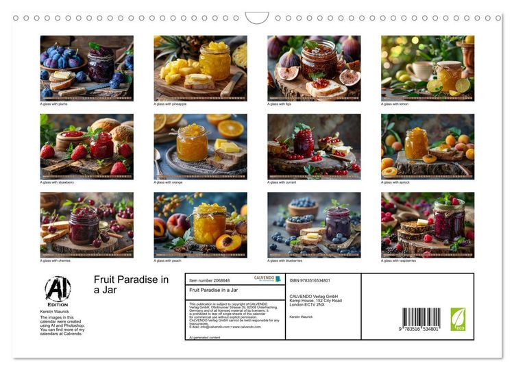 Produktbild: Fruit Paradise in a Jar (Wall Calendar 2026 DIN A3 landscape), CALVENDO 12 Month Wall Calendar
