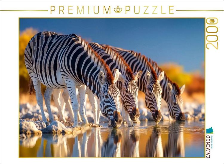 Produktbild: CALVENDO Puzzle Gemeinsames Erfrischen am Wasserloch | 2000 Teile Lege-Gr&ouml;&szlig;e 90x67cm Foto-Puzzle f&uuml;r gl&uuml;ckliche Stunden