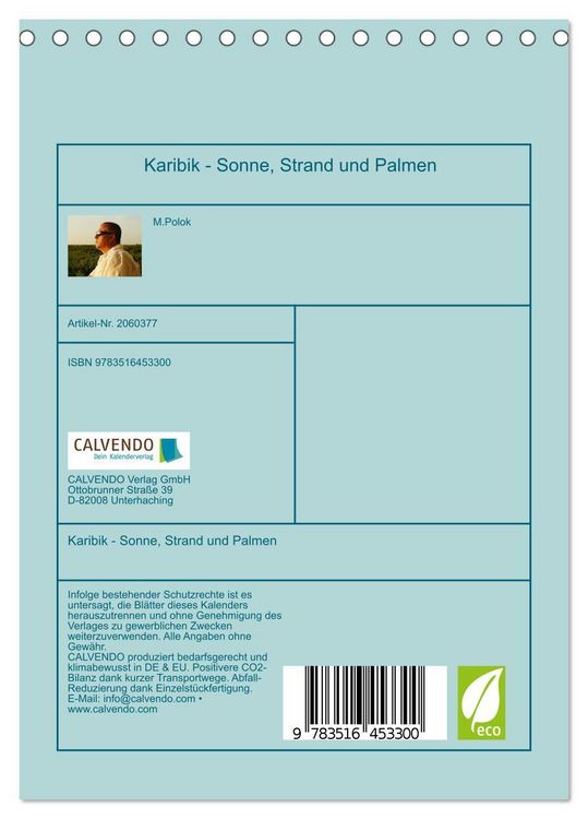 Produktbild: Karibik - Sonne, Strand und Palmen (Tischkalender 2026 DIN A5 hoch), CALVENDO Monatskalender