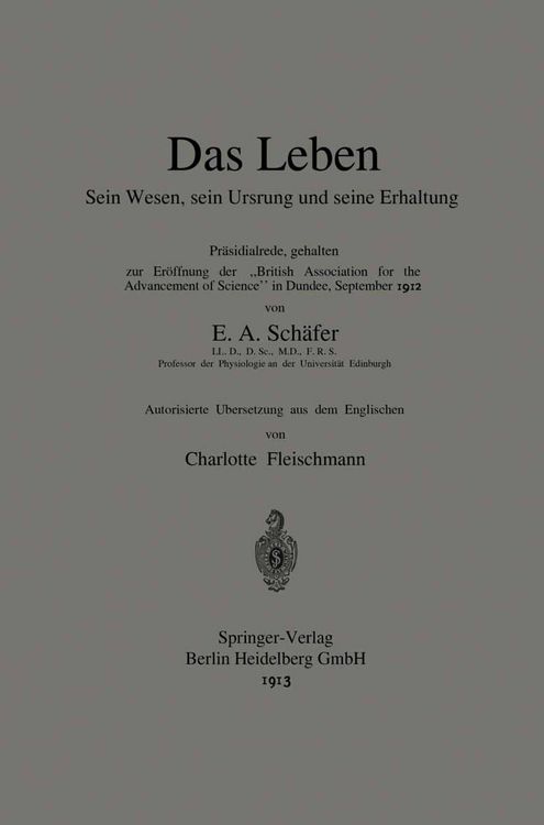 Produktbild: Das Leben Sein Wesen, sein Ursprung und seine Erhaltung