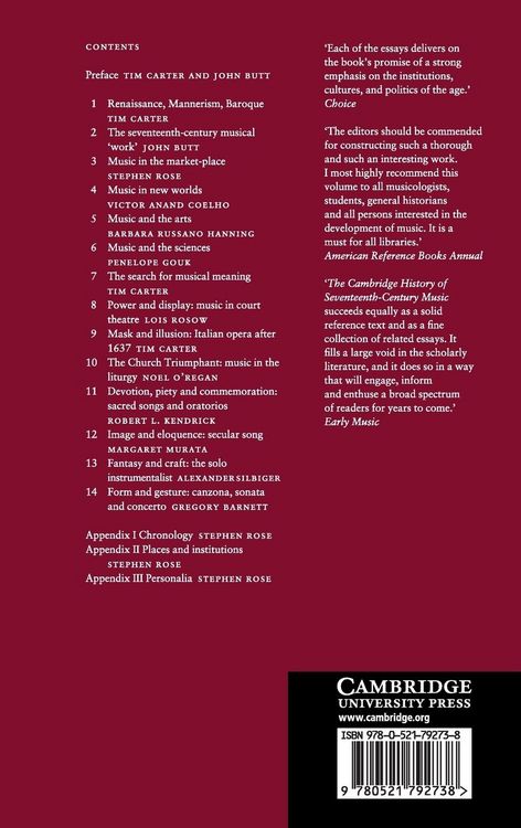 Produktbild: The Cambridge History of Seventeenth-Century Music