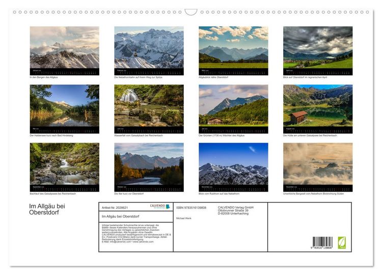 Produktbild: Im Allg&auml;u bei Oberstdorf (Wandkalender 2026 DIN A2 quer), CALVENDO Monatskalender