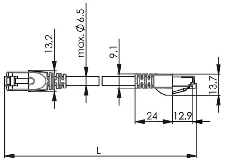 Produktbild: Teleg&auml;rtner 100008749 RJ45 Patchkabel CAT 6a S/FTP 5.0m Schwarz mit Knickschutzt&uuml;lle 1St.