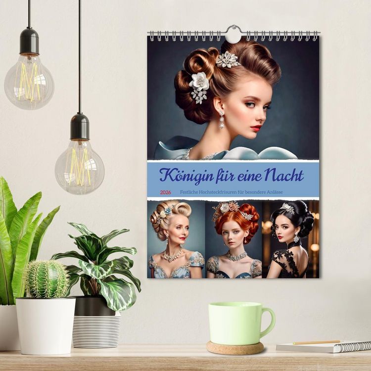 Produktbild: K&ouml;nigin f&uuml;r eine Nacht. Festliche Hochsteckfrisuren f&uuml;r besondere Anl&auml;sse (Wandkalender 2026 DIN A4 hoch), CALVENDO Monatskalender