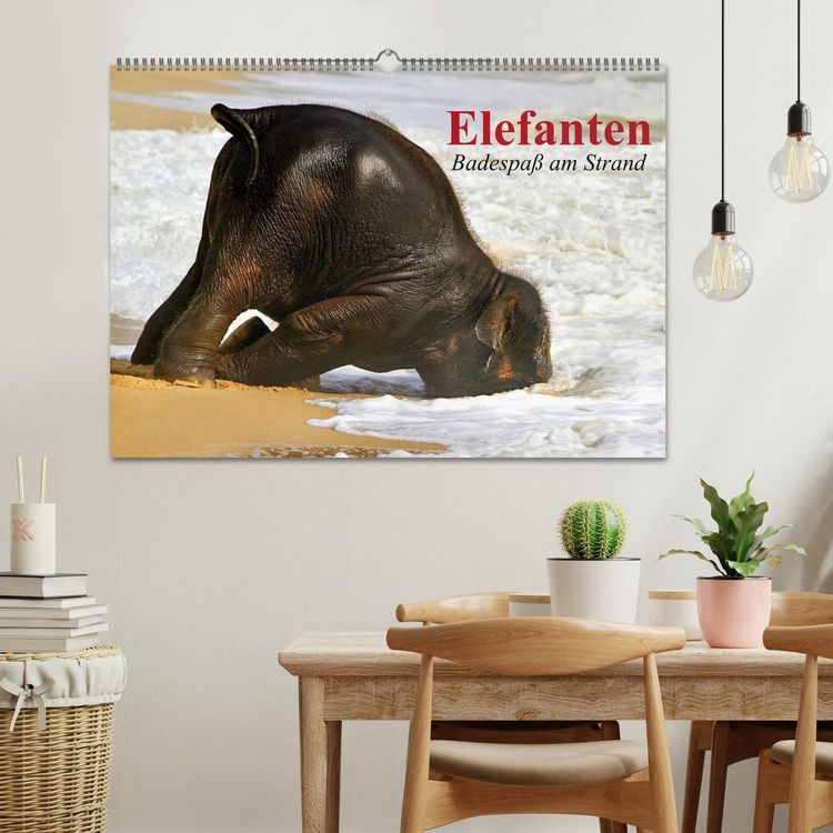 Produktbild: Elefanten. Badespa&szlig; am Strand (Wandkalender 2026 DIN A2 quer), CALVENDO Monatskalender