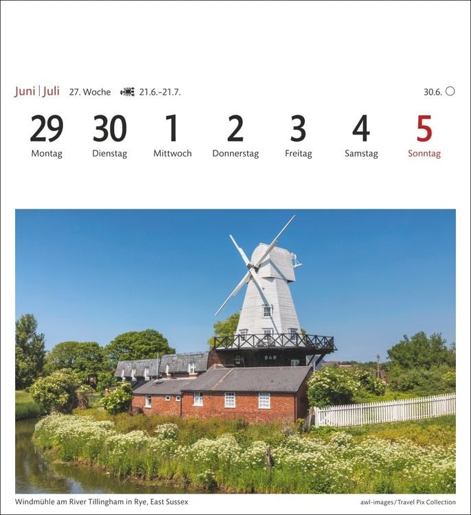 England Sehnsuchtskalender 2026 - Wochenkalender mit 53