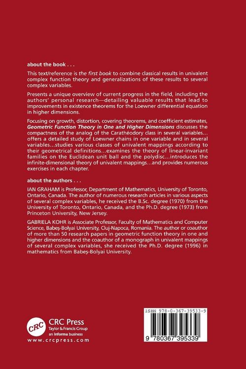 Produktbild: Geometric Function Theory in One and Higher Dimensions