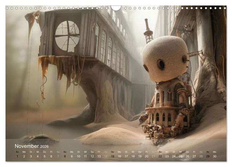 Produktbild: Die Melancholie der kleinen Roboter (Wandkalender 2026 DIN A3 quer), CALVENDO Monatskalender