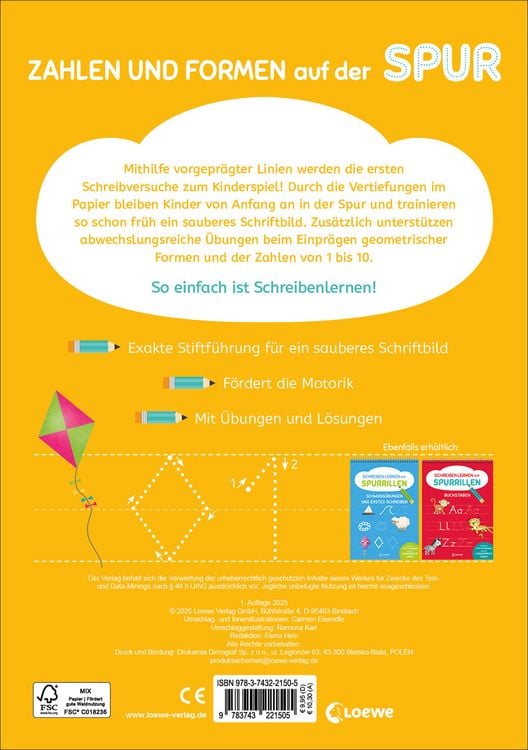Produktbild: Schreiben lernen mit Spurrillen - Zahlen und Formen