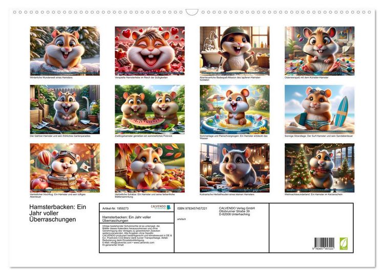 Produktbild: Hamsterbacken: Ein Jahr voller &Uuml;berraschungen (Wandkalender 2026 DIN A2 quer), CALVENDO Monatskalender