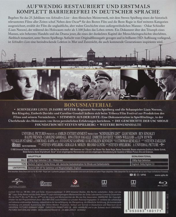 Produktbild: Schindlers Liste - 25th Anniversary Edition