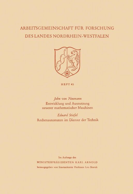 Produktbild: Entwicklung und Ausnutzung neuerer mathematischer Maschinen / Rechenautomaten im Dienste der Technik
