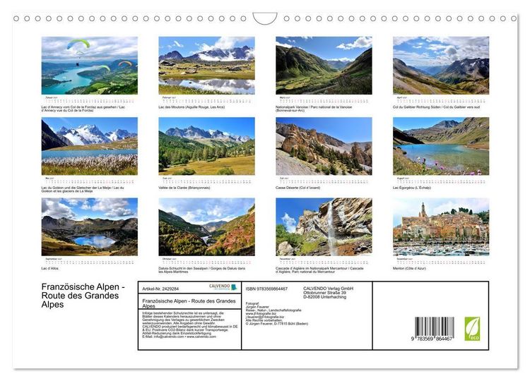 Produktbild: Franz&ouml;sische Alpen - Route des Grandes Alpes (Wandkalender 2027 DIN A3 quer), CALVENDO Monatskalender
