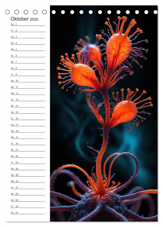 Produktbild: Leuchtende Mikroflora (Tischkalender 2026 DIN A5 hoch), CALVENDO Monatskalender