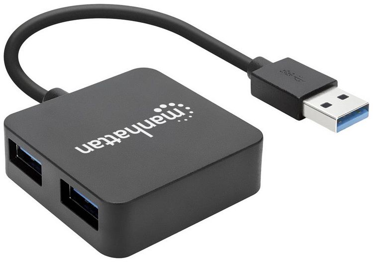 Produktbild: Manhattan 162296 USB-Hub 4 Port USB-A USB 3.0 5 GBit/s Schwarz
