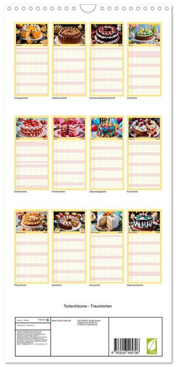 Produktbild: Familienplaner 2026 - Tortentr&auml;ume - Traumtorten mit 5 Spalten (Wandkalender, 21 x 45 cm) CALVENDO