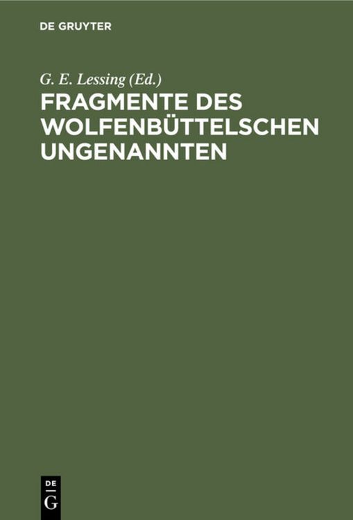 Produktbild: Fragmente des Wolfenb&uuml;ttelschen Ungenannten