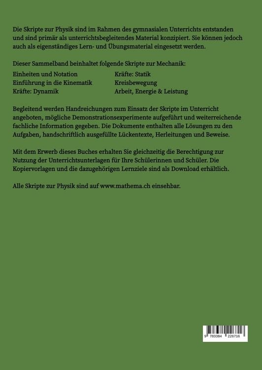 Produktbild: Skripte zur Physik - Grundlagen der Mechanik