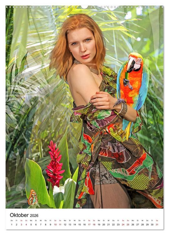 Produktbild: Models und Papageien - Artwork (hochwertiger Premium Wandkalender 2026 DIN A2 hoch), Kunstdruck in Hochglanz