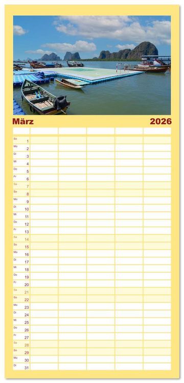Produktbild: Familienplaner 2026 - Thailand - Die Sch&ouml;nheit Asiens mit 5 Spalten (Wandkalender, 21 x 45 cm) CALVENDO