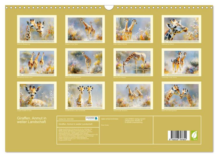 Produktbild: Giraffen. Anmut in weiter Landschaft (Wandkalender 2027 DIN A3 quer), CALVENDO Monatskalender