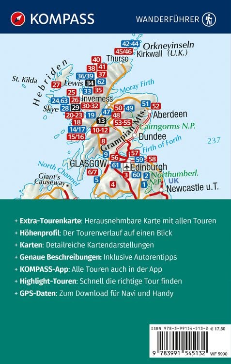 Produktbild: KOMPASS Wanderf&uuml;hrer Schottland, 63 Touren mit Extra-Tourenkarte