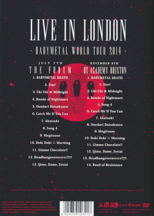 Produktbild: Babymetal - Live in London/Babymetal World Tour 2014 [2 DVDs]