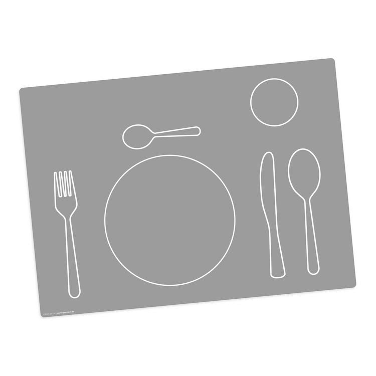 Produktbild: Tischsetmacher Tischset f&uuml;r Kinder Montessori Lerntischset in grau, aus hochwertigem Vinyl , 44 x 32 cm